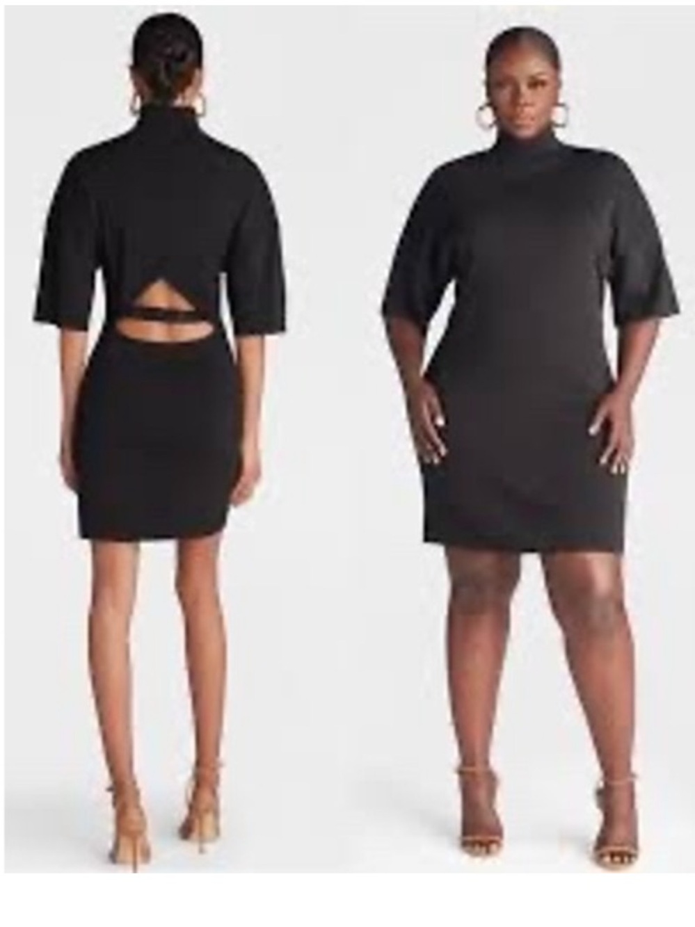KBB Kalana Black Short-Sleeve Cutout Knit Dress